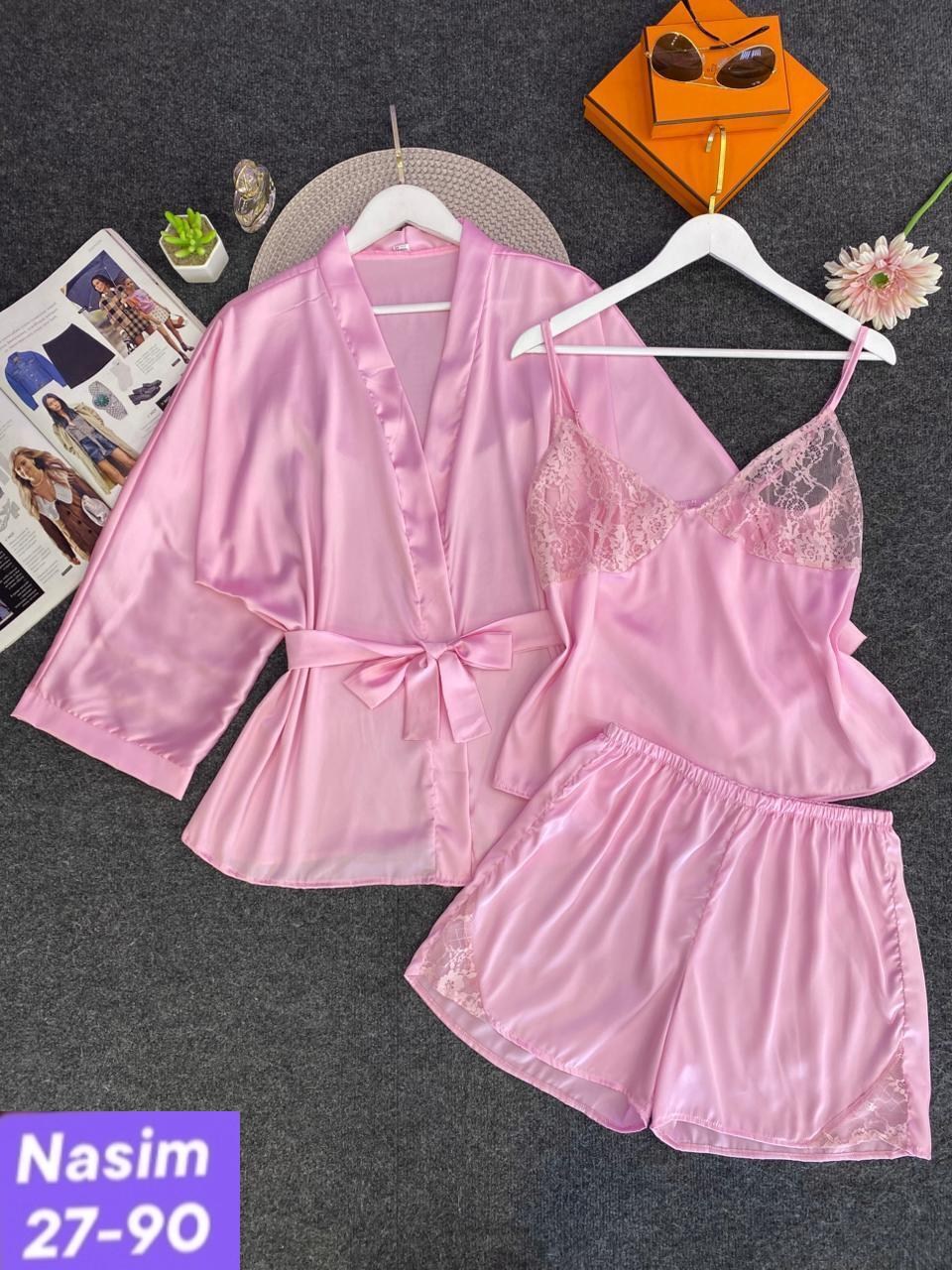 шелковый женский халат,пеньюар,халат розовый,халат неглиже,женские халаты