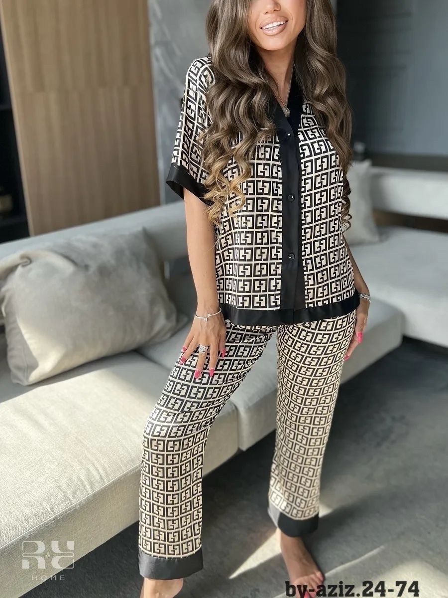 пижама шелковая фенди,пижама со штанами и рубашкой домашняя комплект victoria's secret,пижама шелковая со штанами и рубашкой домашняя,женская пижама,пижама домашний костюм