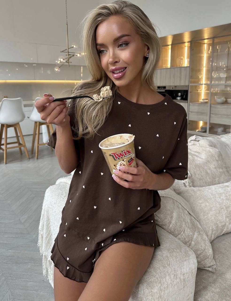 женская пижама с шортами,пижама с шортами и футболкой трикотажная demonic leon 388281932,пижама женская,стильная пижама,пижама