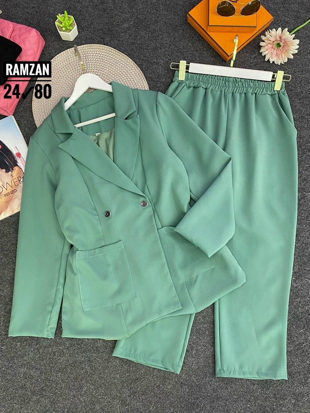 костюм брючный 1345 асолия,брючный костюм,женский брючный костюм,костюм брючный 1391 деним асолия,васильковый брючный костюм женский