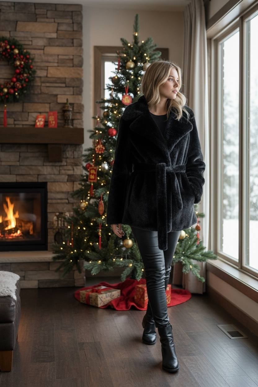 елка с камином,рождественская елка в доме,рождественская ёлка,камин рождество,елка возле камина