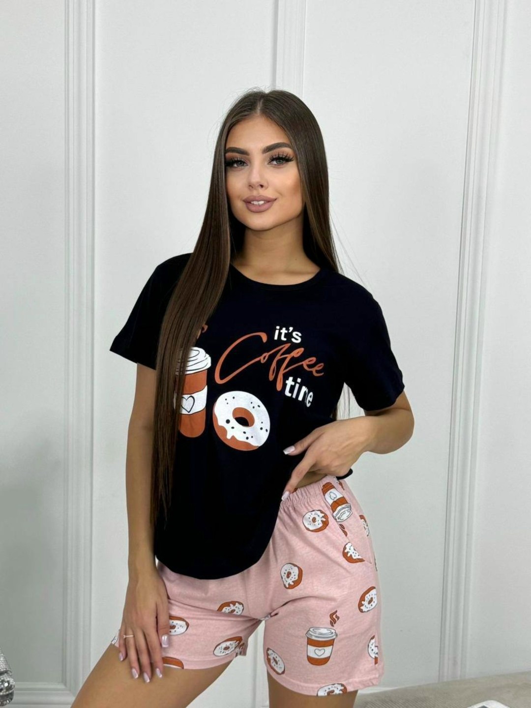 пижама женская,женская пижама с шортами,пижама,пижама черная,пижама с шортами