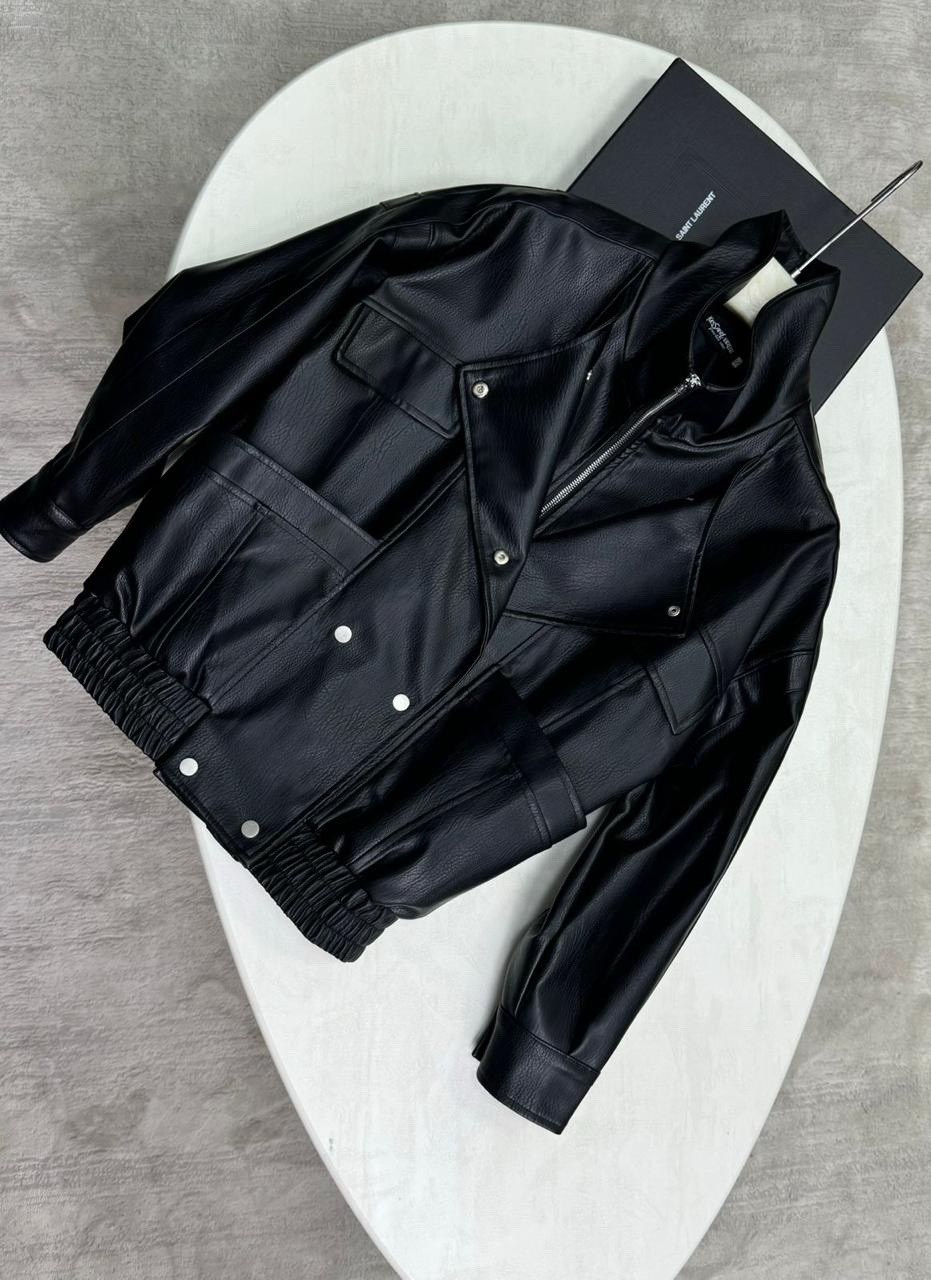 косуха кожаная куртка оверсайз укороченная fugui,косуха женская,куртка косуха,кожаная куртка косуха,косуха женская оверсайз куртка