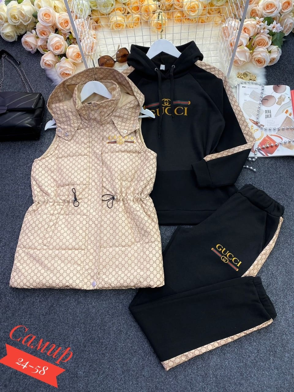 костюм женский спортивный gucci,костюм спортивный женский,костюм тройка женский с жилетом спортивный,cпортивный костюм теплый женский,черный спортивный костюм с жилеткой женский