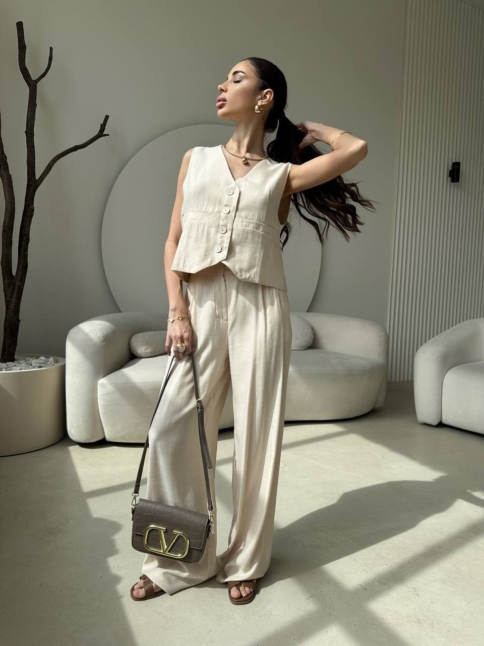 костюм брючный летний женский,костюмы женские летние,стильные костюмы,костюм из льна летний,брючный костюм с жилетом