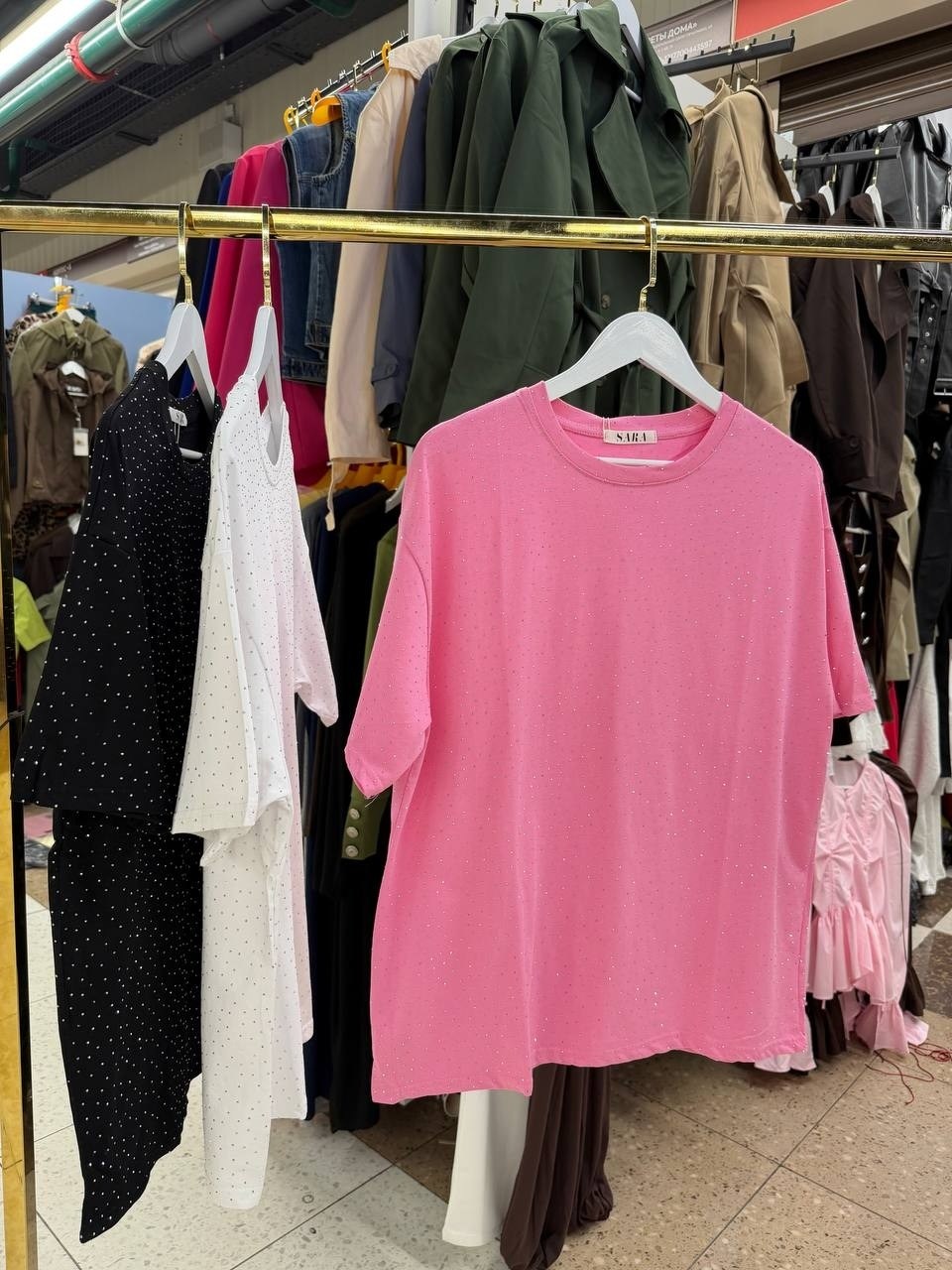 футболка со стразами,футболка оверсайз со стразам,,одежд