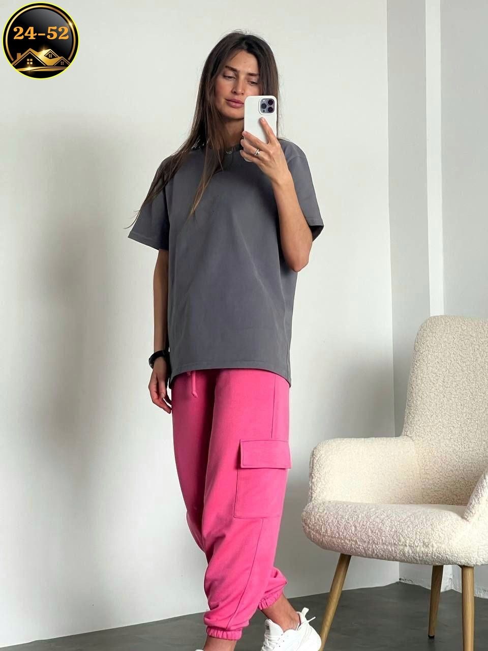 костюм женский оверсайз футболка штаны карго,спортивный костюм с штанами карго,материал штанов,джоггеры женские,штаны карго