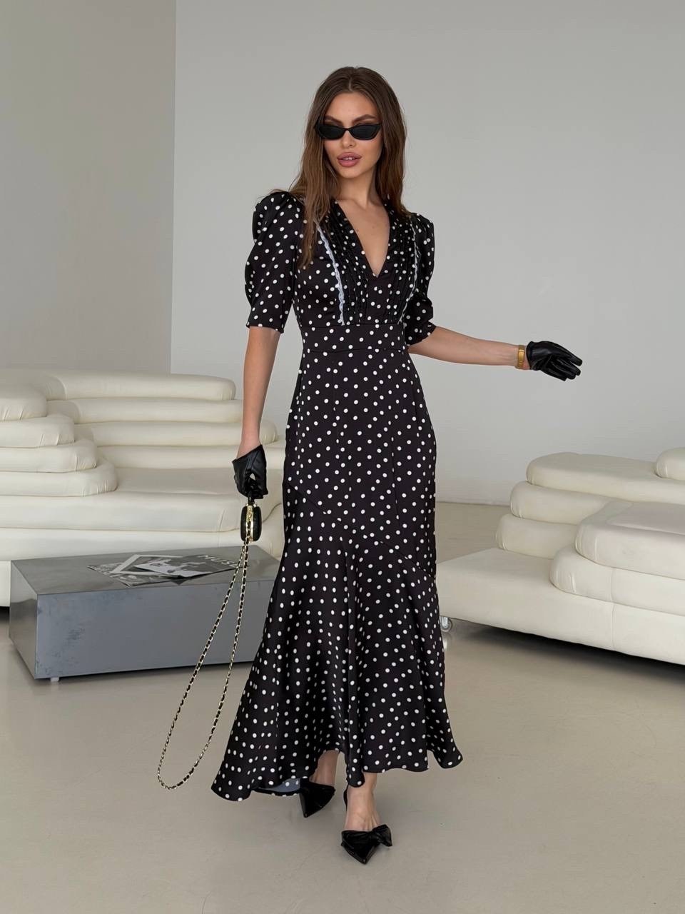 платье женское в пол,платье в горошек,стильное платье,платье женское,платье горох