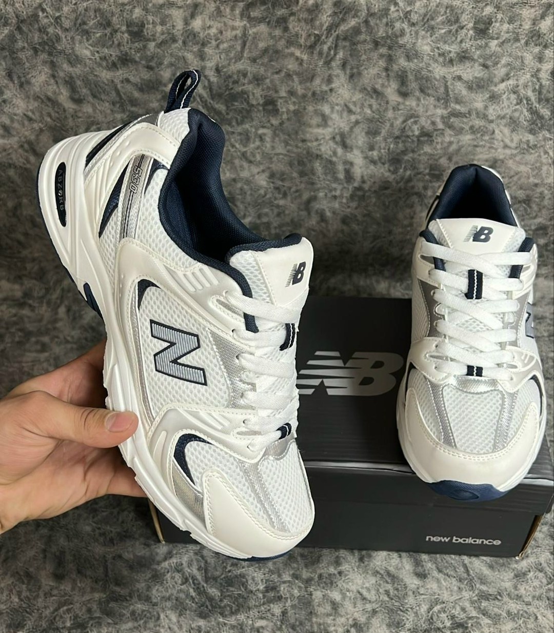 кроссовки new balance,кроссовки new balance 530,new balance 530 white silver navy,,кроссовки new balance 530 white silver navy