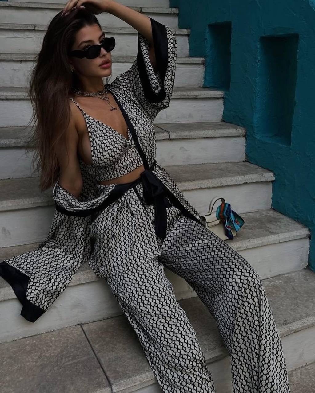 шелковый костюм,костюм тройка женский,женские брючные костюмы,туника с брюками в восточном стиле