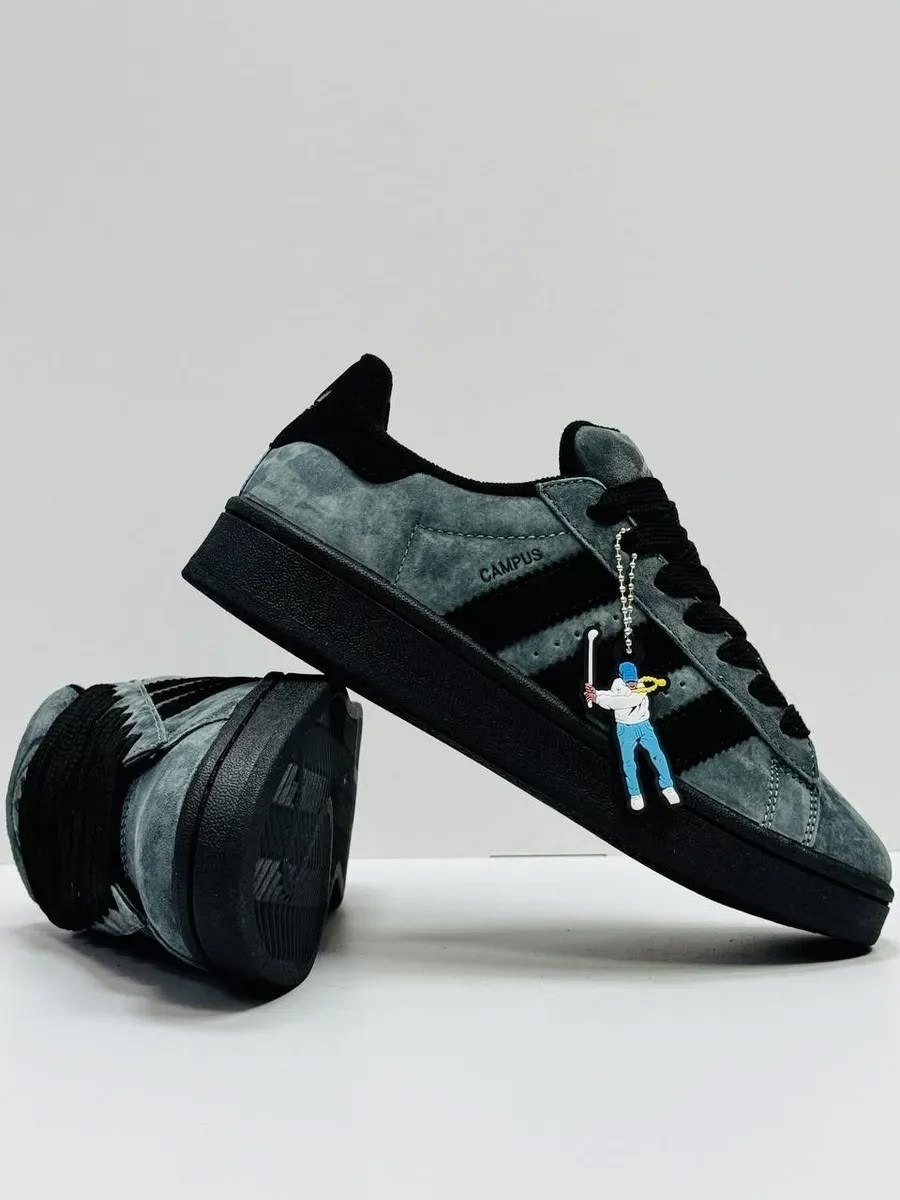 замшевые кроссовки campus 00s adidas originals серый,мужские кроссовки adidas campus,кроссовки adidas campus,низкие замшевые кроссовки campus 00s с фирменными полосками adidas, черный,кроссовки adidas