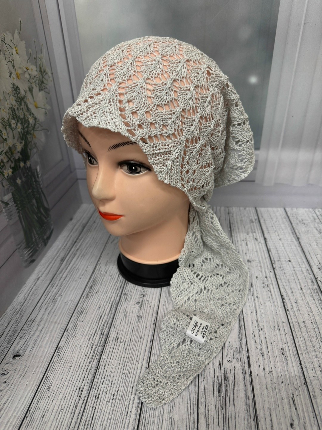 шапка платок,вязаная косынка,шапка для женщин,ажурная косынка,косынка