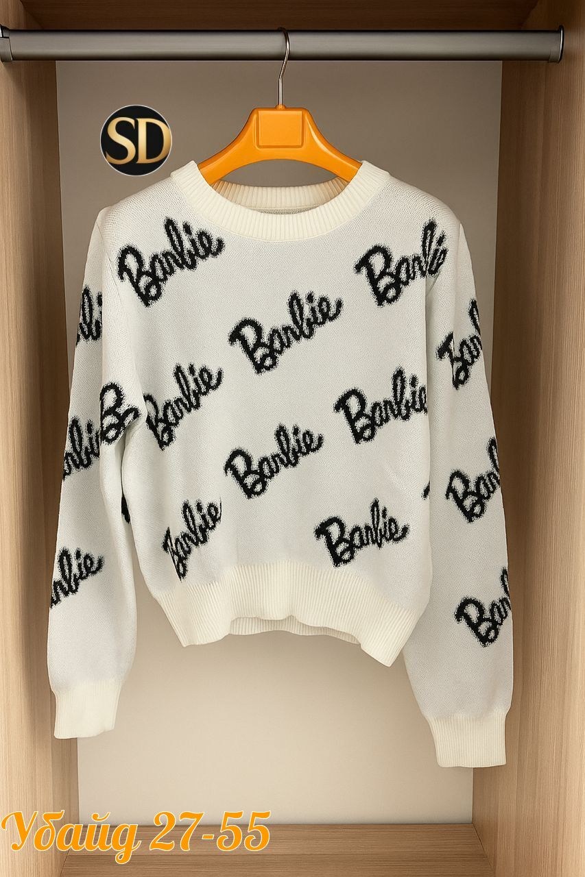 свитера женские,свитшот женская,свитер оверсайз с надписью barbie,свитер кофта,женская кофта
