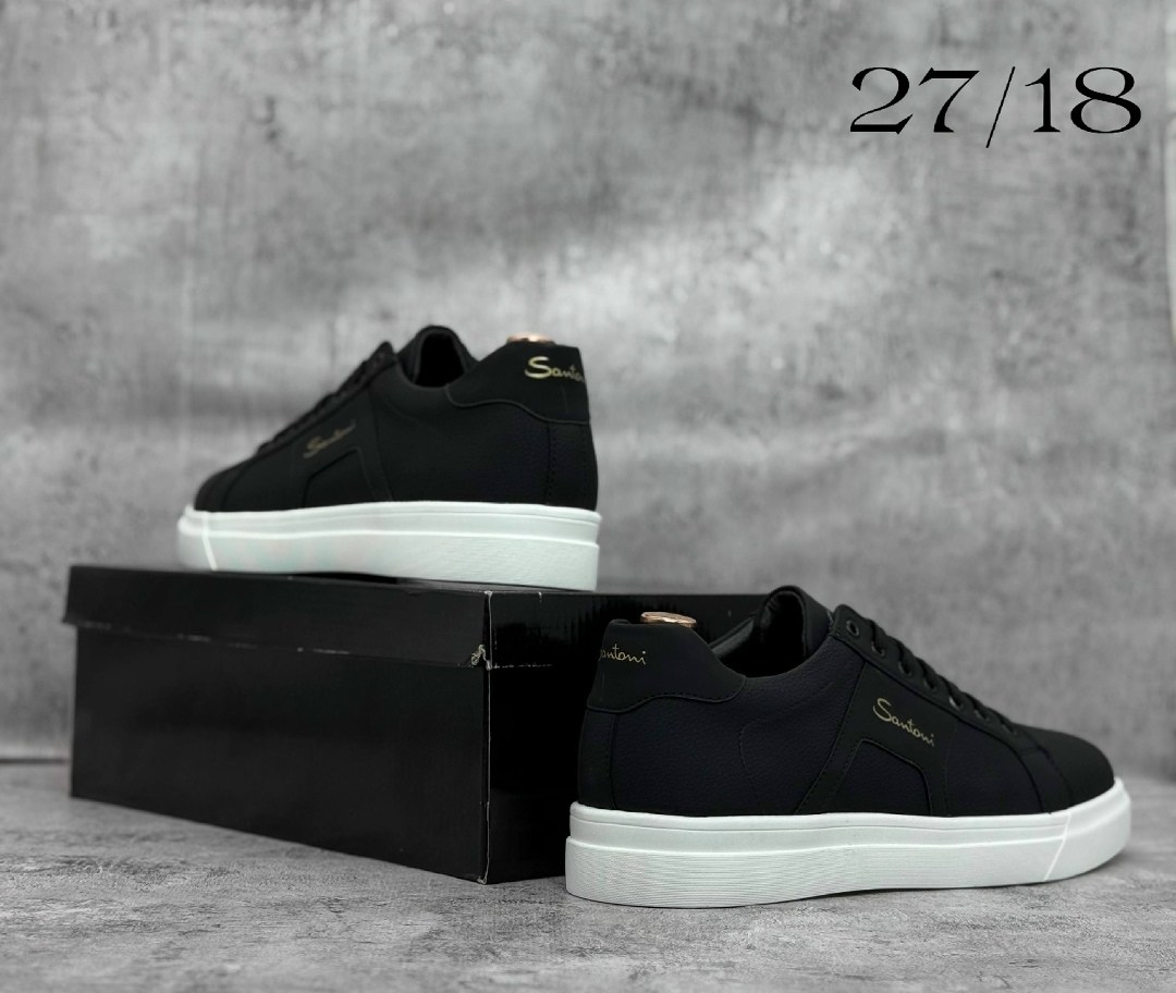 мужские кеды,мужские кеды santoni,кеды мужские кожаные santoni черные premium,мужские чёрные кеды santoni,мужская