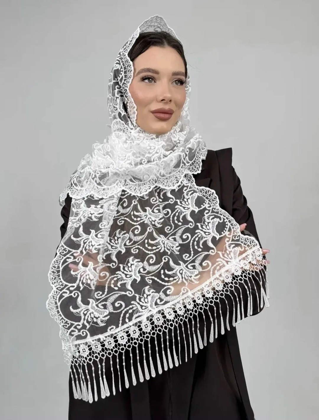 платок в церковь,кружевной платок,женский платок,церковный платок,платок на голову женский для храма в церковь