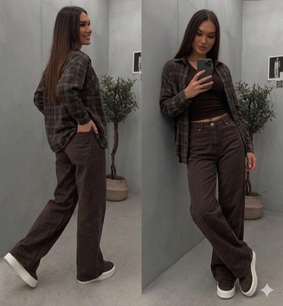 коричневые джинсы,широкие джинсы,джинсы брюки