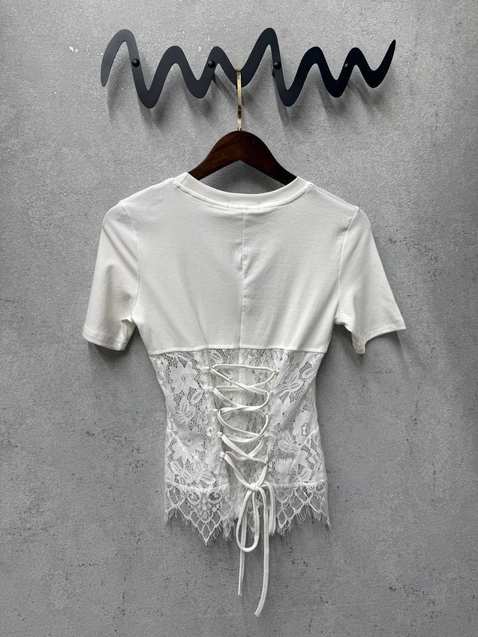 футболка с кружевами,giuseppe di morabito футболка в стиле корсета черный,футболки женская,футболка с кружевом