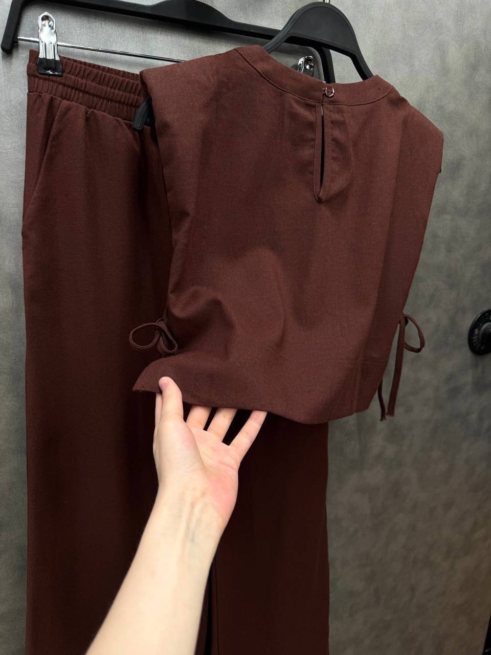 комплект укороченных топов,костюм женский льняной,костюм с брюками,укороченные топы,брюки повседневные модные