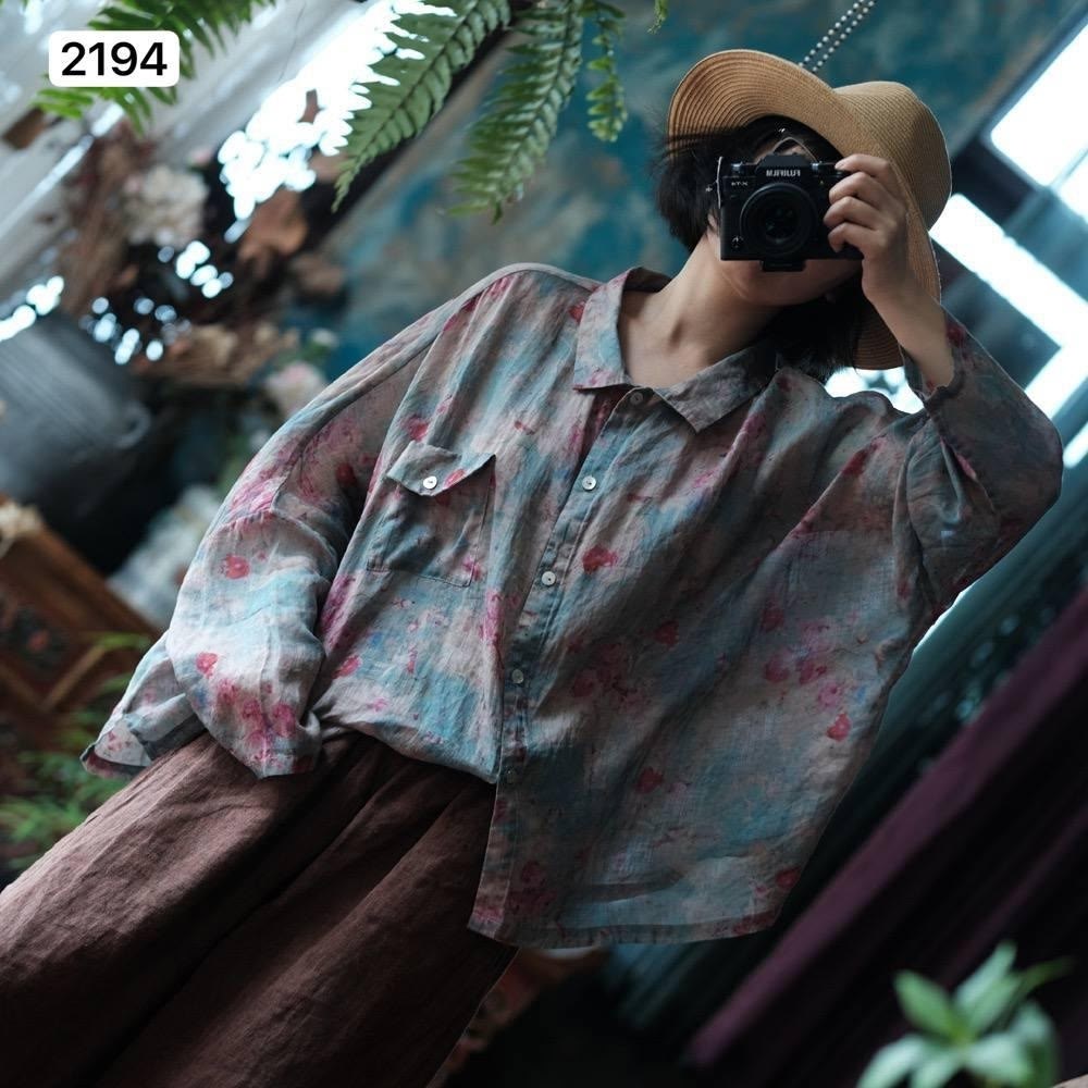 johnature женские винтажные рубашки,johnature женские винтажные рубашки с цветочной,женская винтажная рубашка,женская льняная рубашка johnature,johnature женские рубашки