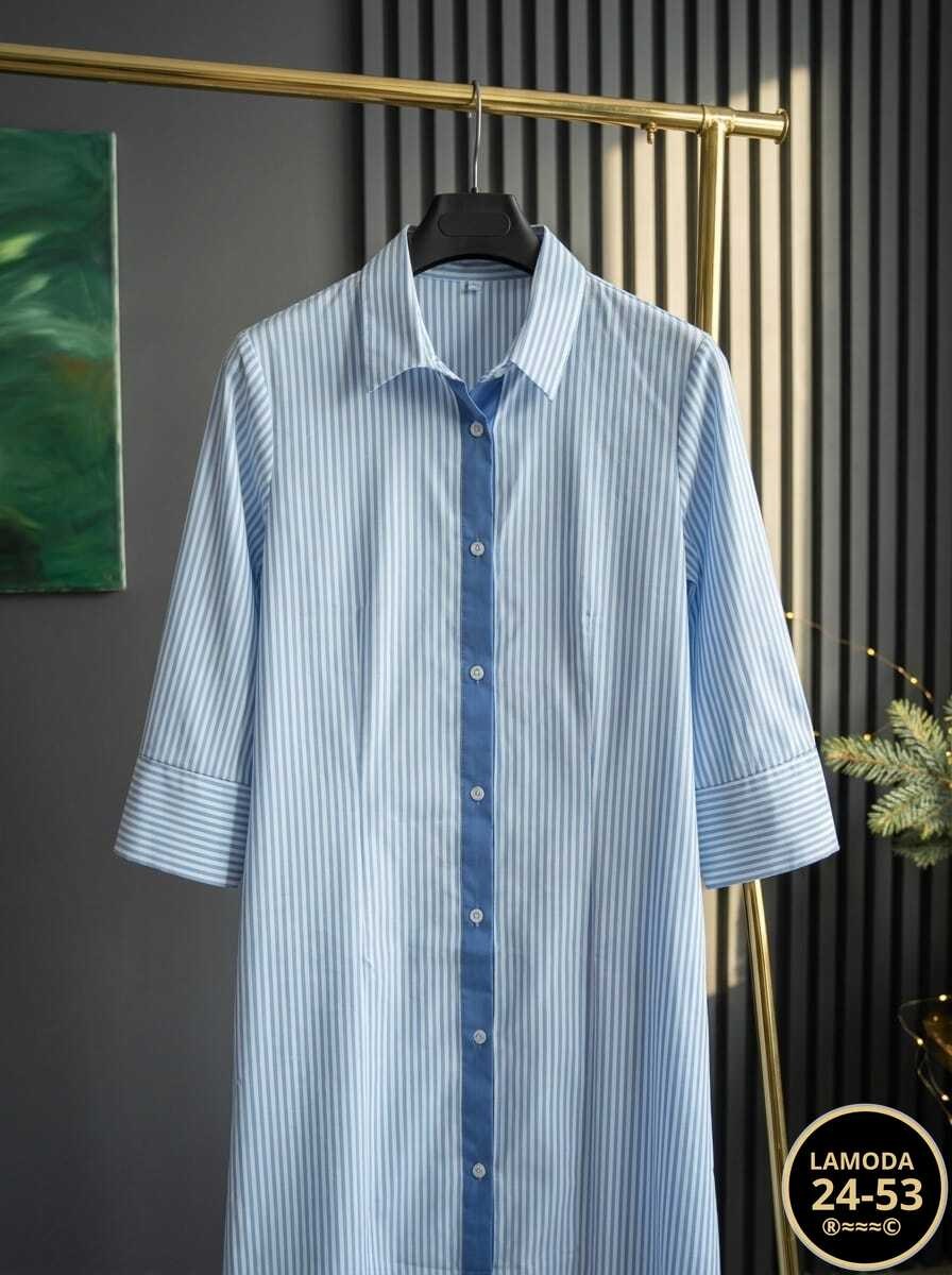 платье рубашка в полоску,женское длинное платье-рубашка в полоску,платье рубашка миди длины,платье рубашка,летнее платье рубашка