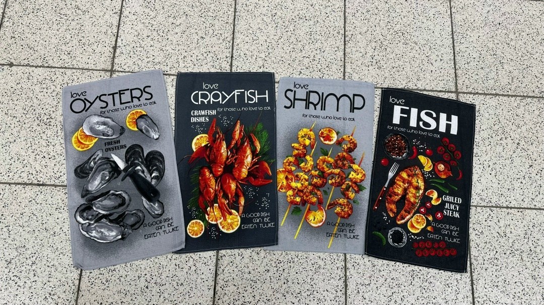 набор полотенец этель fish dish 4 шт,набор полотенец этель fish dish для кухни,набор полотенец этель italian food 4 шт,кухонное полотенце набор