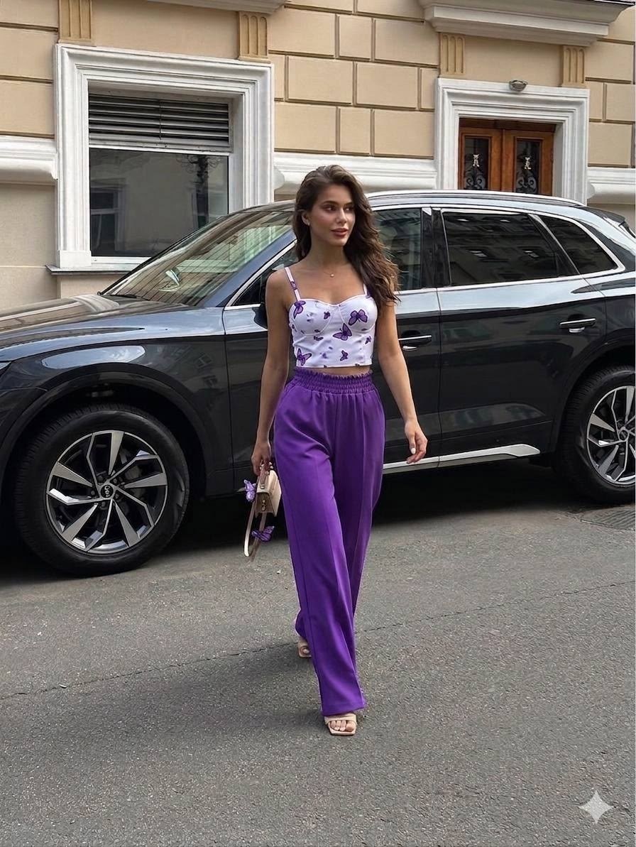 костюм топ,костюм фиолетовый,женский топ-бюстье с бабочками цвет лавандовый,сиреневый костюм