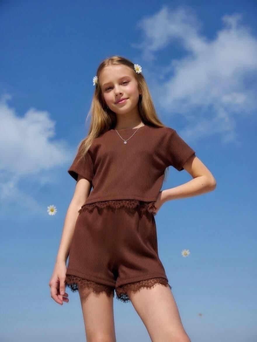 пижама женская,летний костюм для девочек,пижама с шортами,девочка в желтой футболке,комфортная пижама с шортами