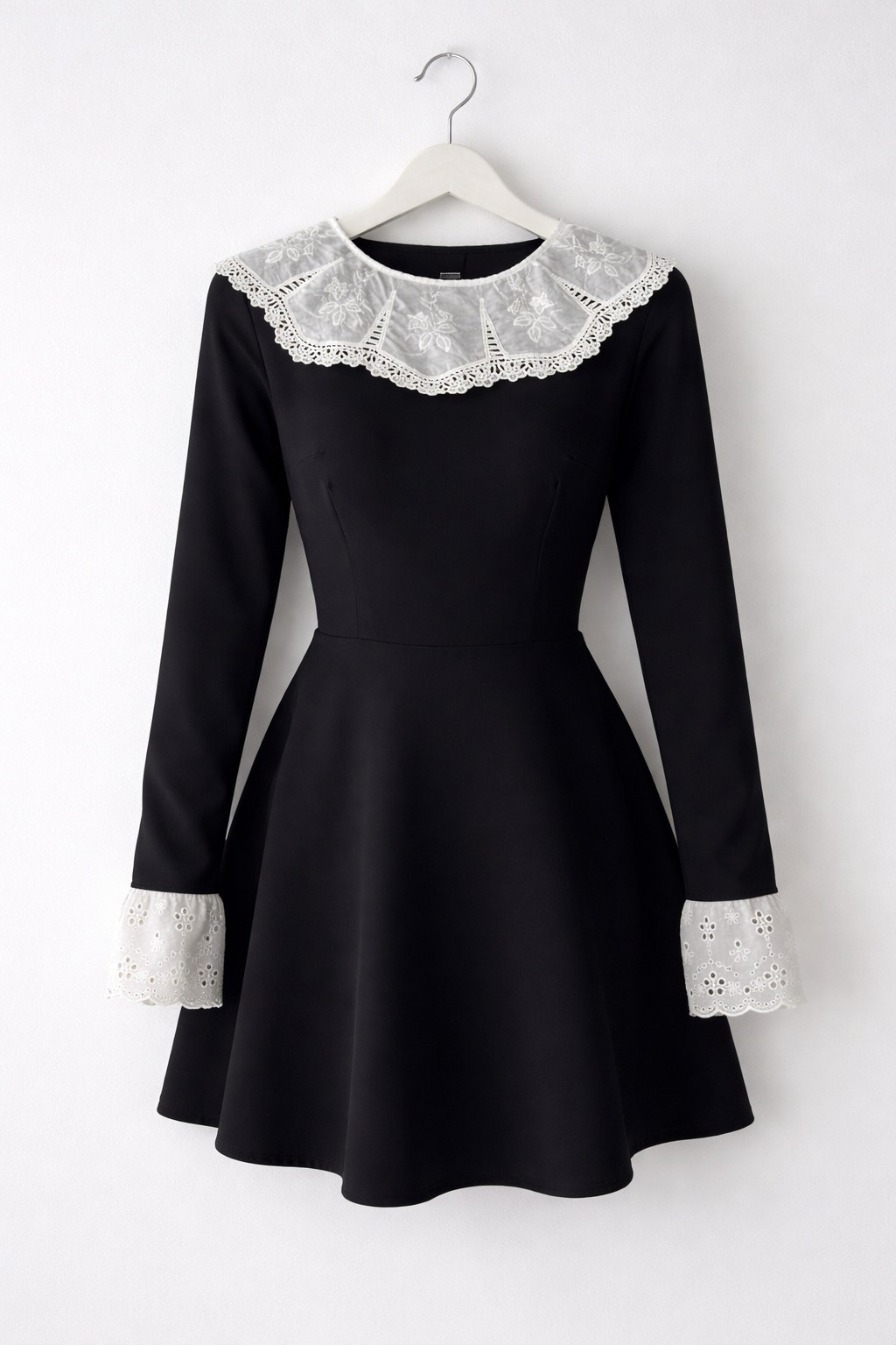 платье с воротником,черное платье с белым воротником,платье,школьное платье,платье черное