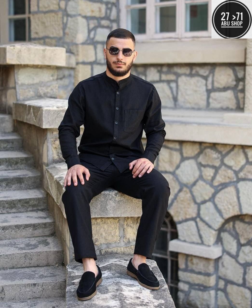 костюм мусульманский мужской,костюм двойка для мужчин леон,мужская мода,костюм для мужчин лен,костюм летний льняной брюки и рубашка