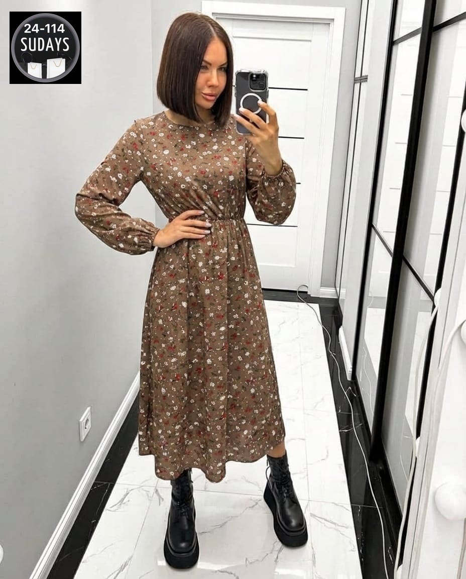 платье женское,женское платье миди,платье женское черное в цветочек с длинным рукавом,платье ,модные платья 2026