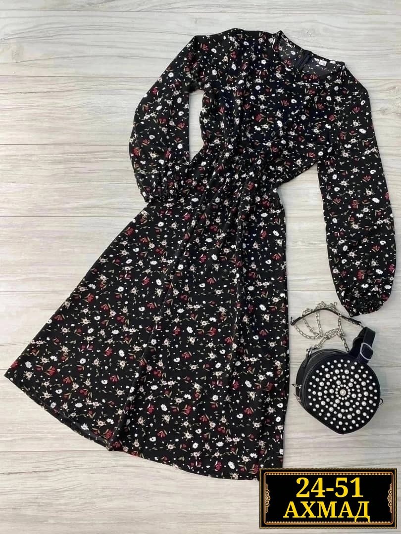 платье женское,платье женское черное в цветочек с длинным рукавом,платье женское прадо,платье ,модные платья 2026
