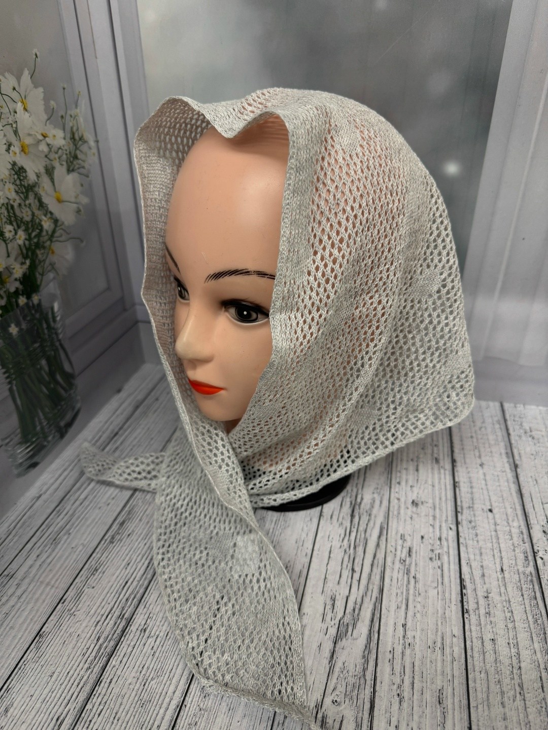 вязаная косынка,косынка,косынка белая,косынка женская,косынка женская зимняя