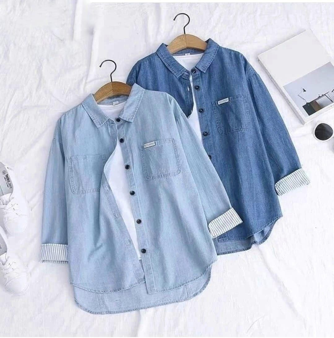 рубашка джинсовая женская,джинсовая рубашка женская 2026,женская джинсовая рубашка с длинным рукавом,рубашка женская,рубашка женская в полоску голубая