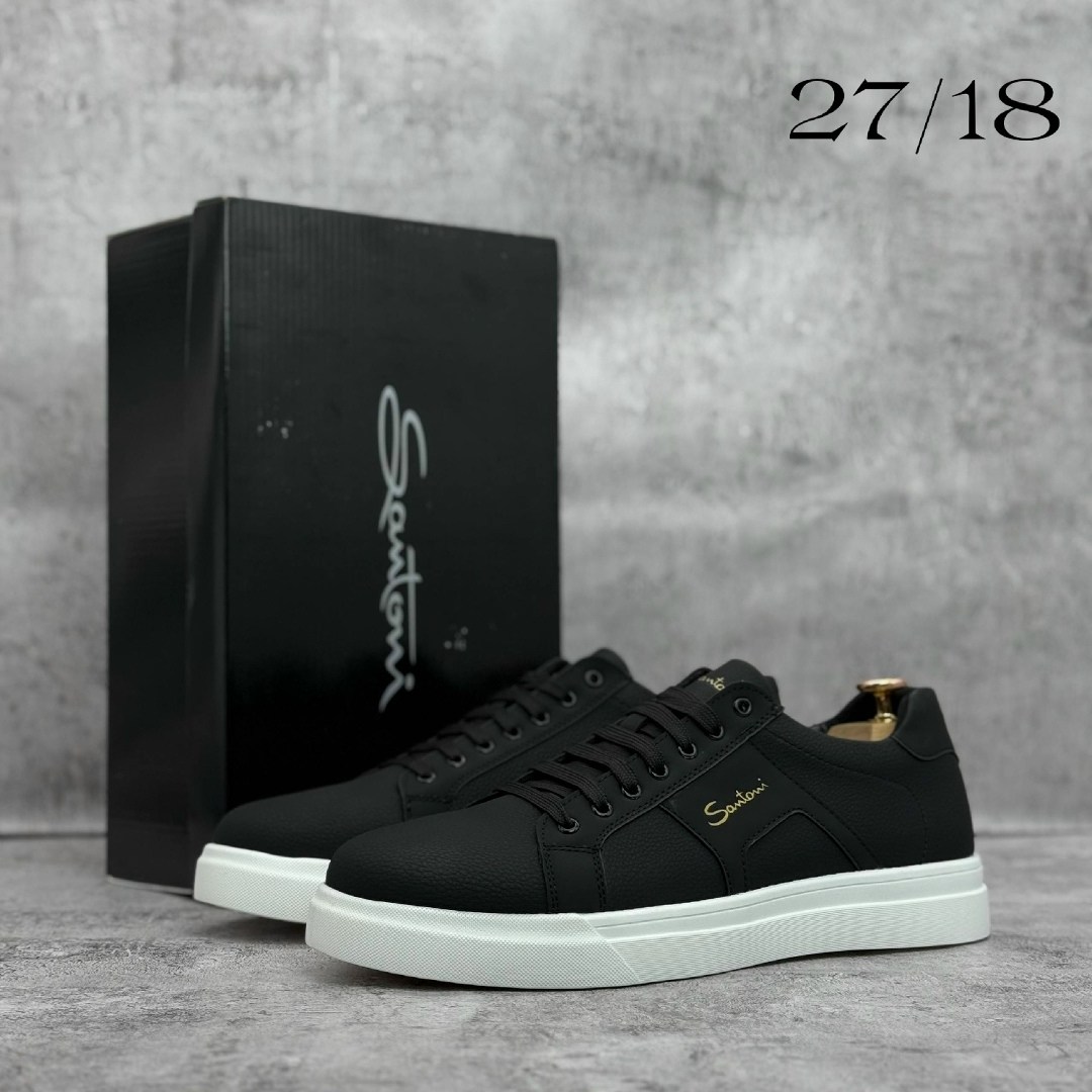 мужские кеды,мужские кеды santoni,кеды мужские кожаные santoni черные premium,мужские чёрные кеды santoni,мужская