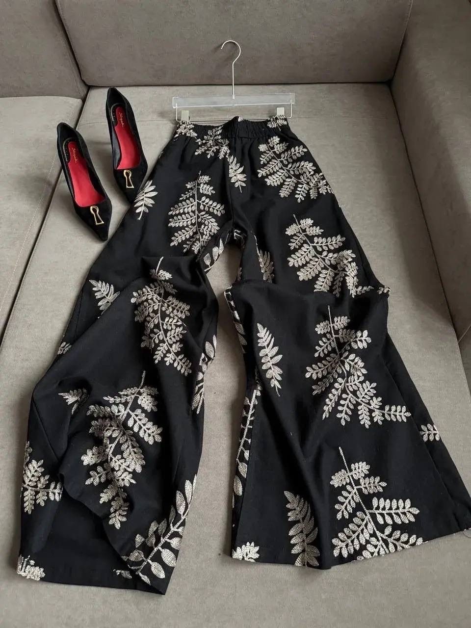 брюки с принтом,штаны с принтом,модные брюки,брюки с широкими штанинами,юбка брюки шифон
