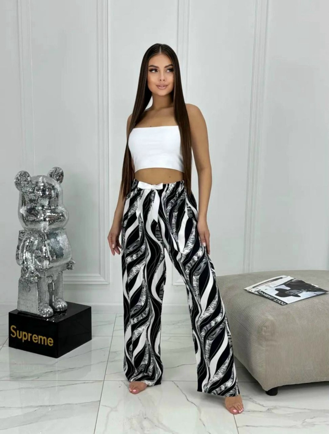 штаны домашние широкие,брюки домашние женские,брюки палаццо зебра,брюки палаццо широкие зебра jnestyle,летние брюки широкие палаццо