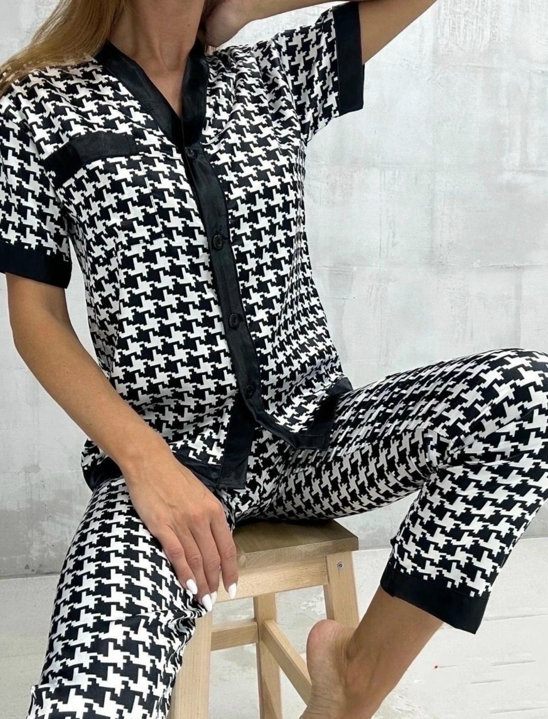 женская пижама,пижама тройка,домашняя одежда женская,домашний костюм пижама,пижама черная