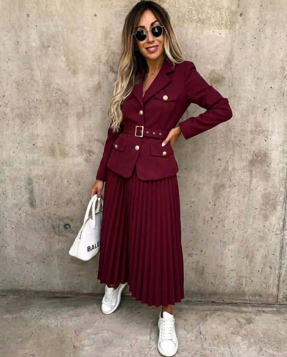 костюм с юбкой плиссе mizomela,костюм женский с юбкой,костюм с юбкой плиссе,юбка плиссе,пиджак с юбкой плиссе
