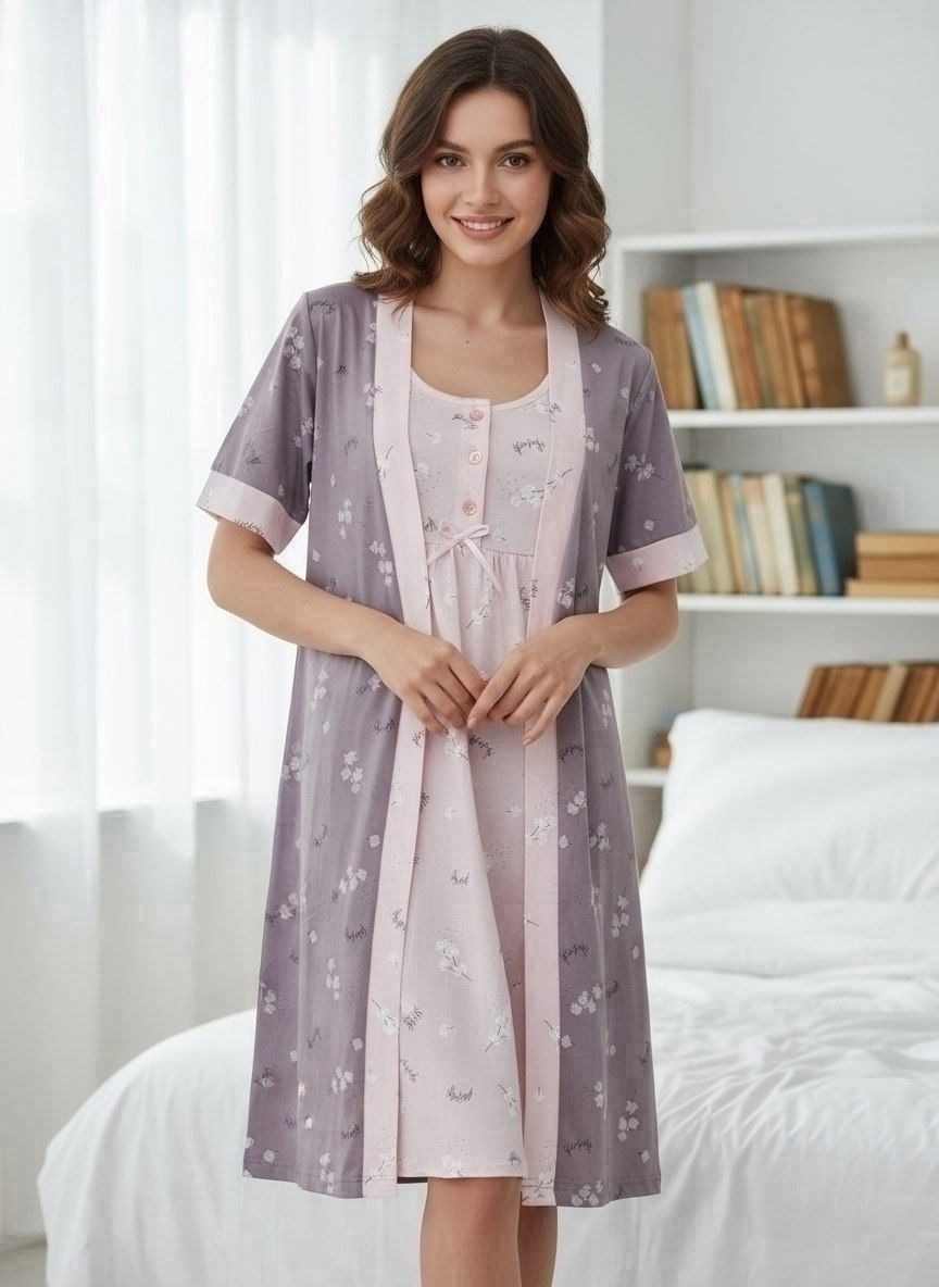 комплект сорочка халат,комплект для беременных и кормящих халат и сорочка,комплект (халат+сорочка) margo,халат и сорочка для беременных и кормящих,халат женский для дома