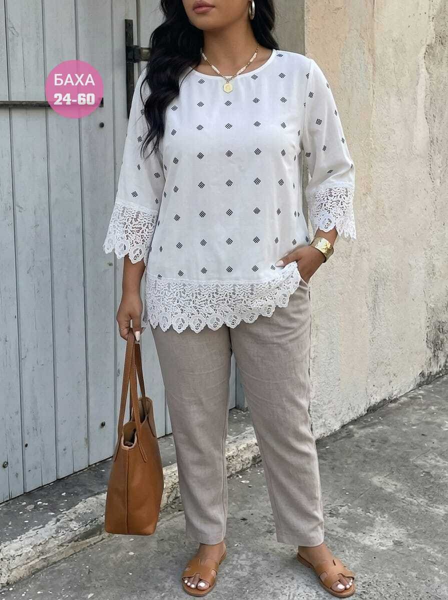 блузка с кружевами,женская блуза,блуза,брючный комплект,туника женская