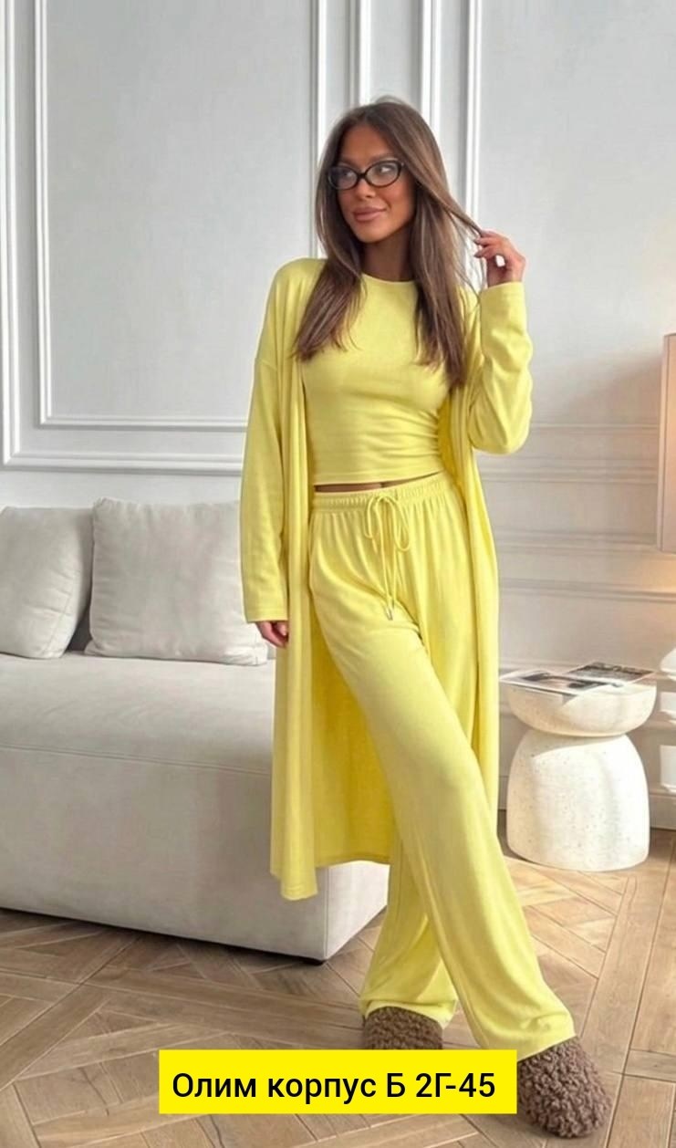 костюм женский,трикотажный костюм,костюм тройка: кардиган, топ, брюки палаццо (плотный хлопок),костюм женский тройка