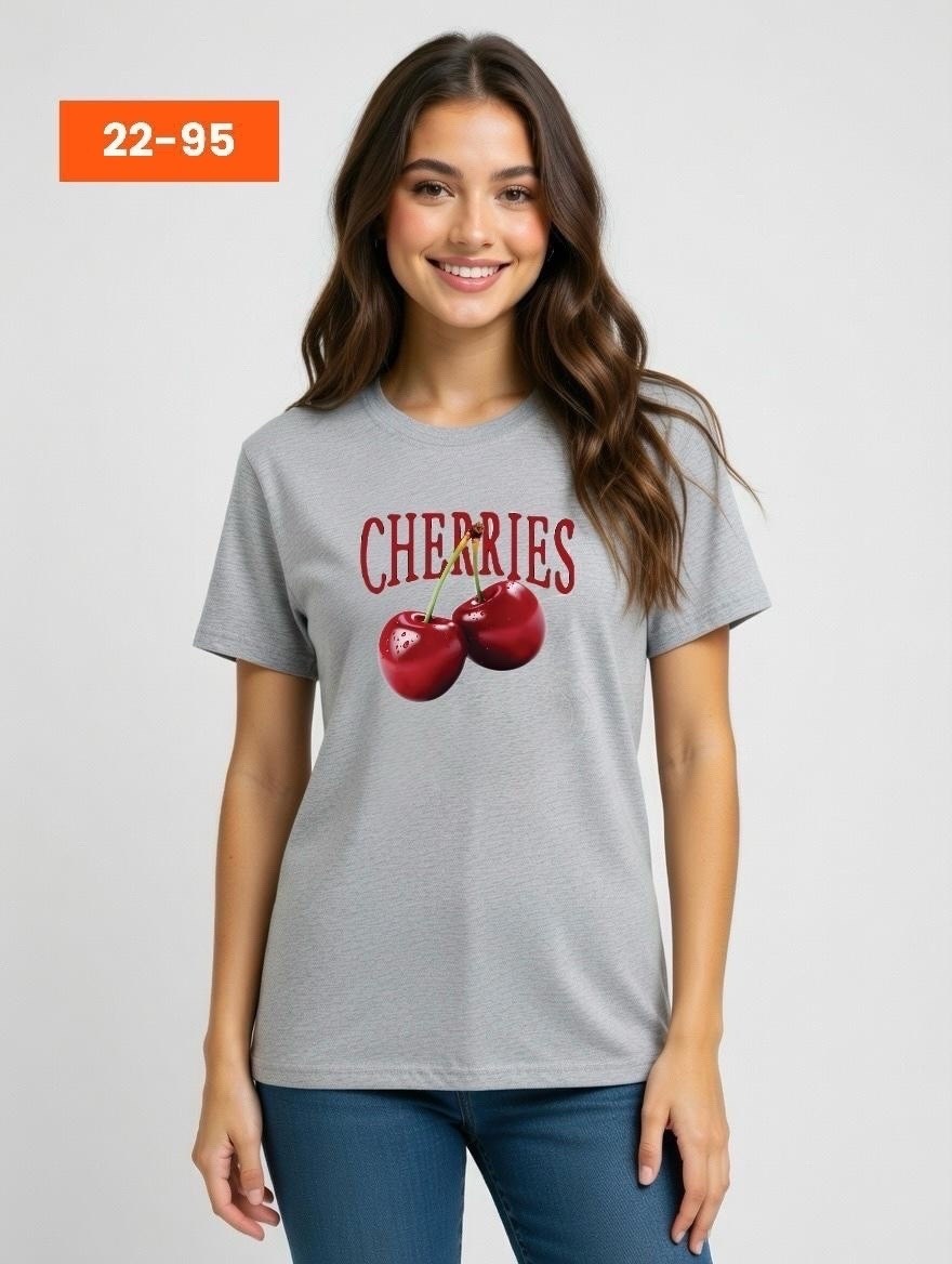 футболка с вишней,футболки женская,футболка с принтом вишня,футболка с вишенками,женские футболки с принтом
