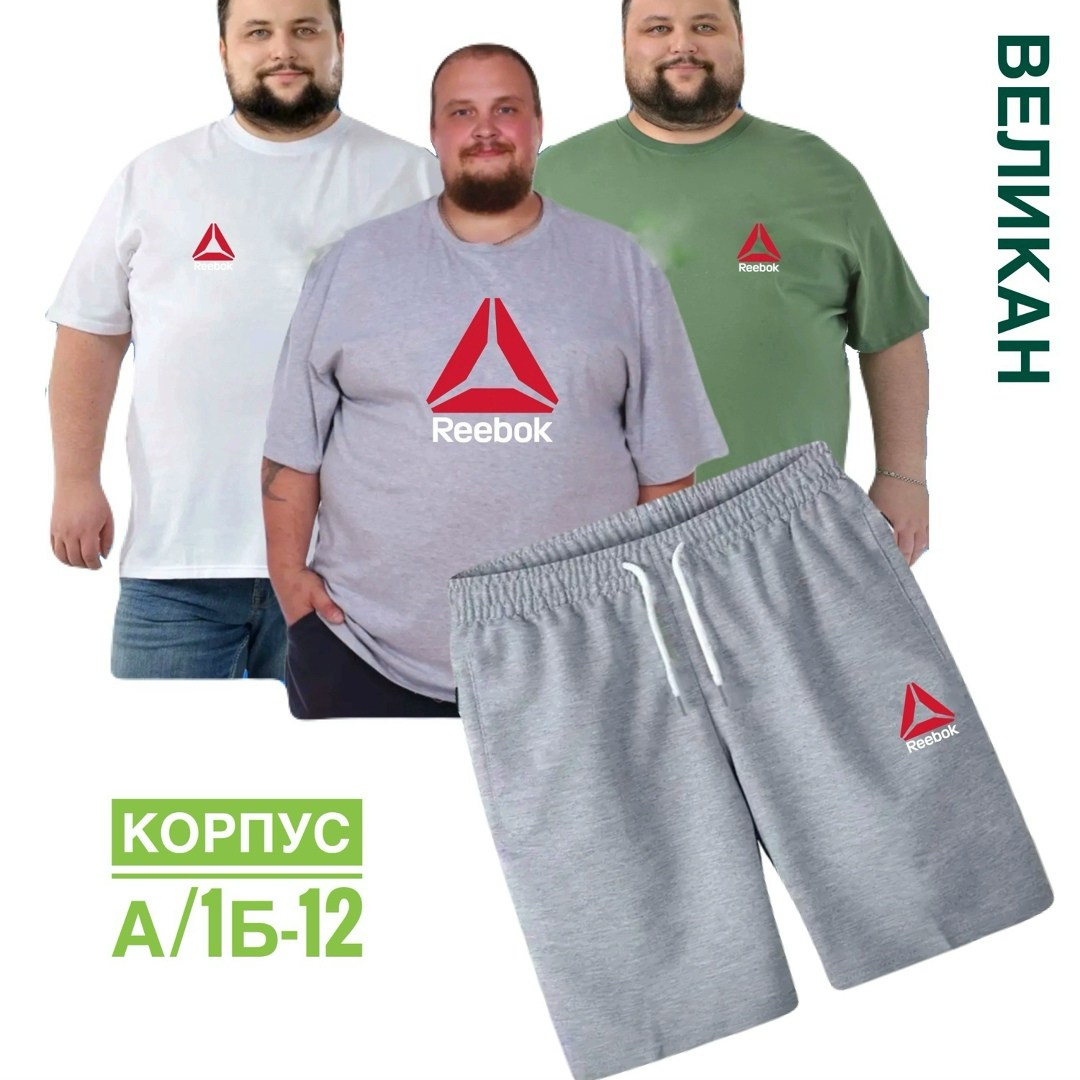 футболки мужские,футболки для мужчин,футболки комплект,футболка и шорты костюм рибок мужской