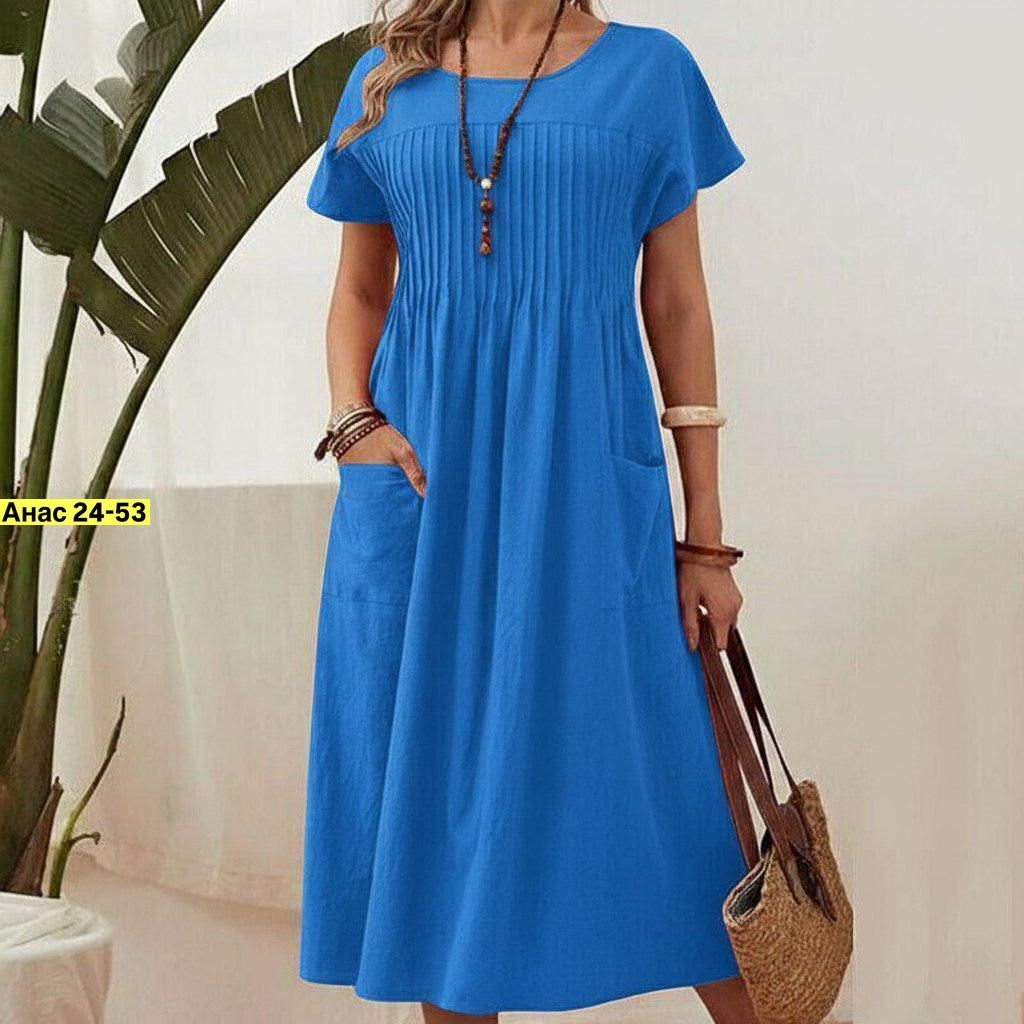 женское летнее платье из льна,платье летнее,платье женское,женское повседневное свободное летнее платье с круглым вырезом и карманом, плиссированное с коротким рукавом,платье