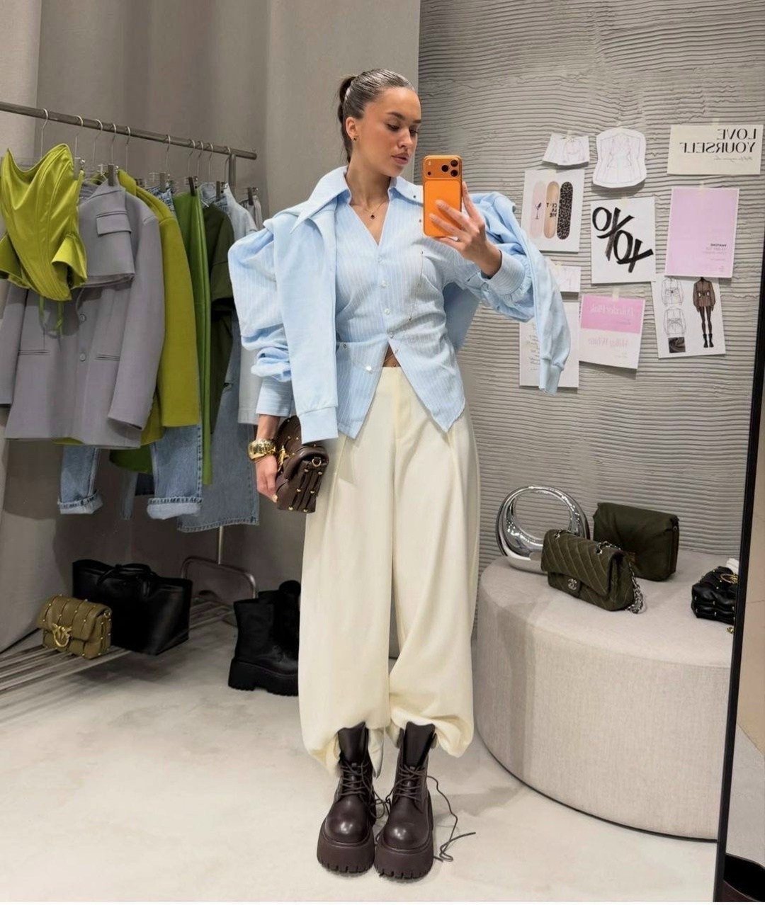 брюки с широкими штанинами,широкие брюки,брюки с высокой талией,стильные наряды