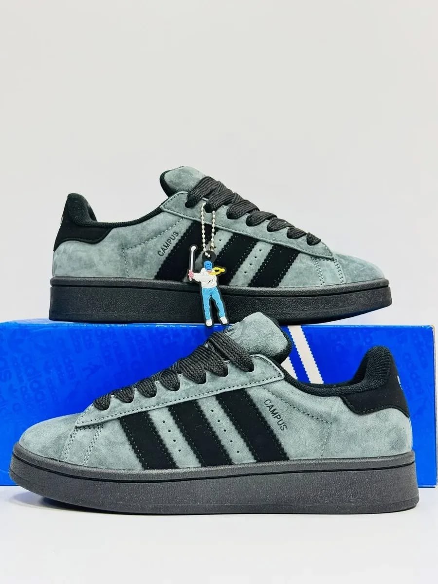 замшевые кроссовки campus 00s adidas originals серый,мужские кроссовки adidas campus,кроссовки adidas campus,низкие замшевые кроссовки campus 00s с фирменными полосками adidas, черный,кроссовки adidas