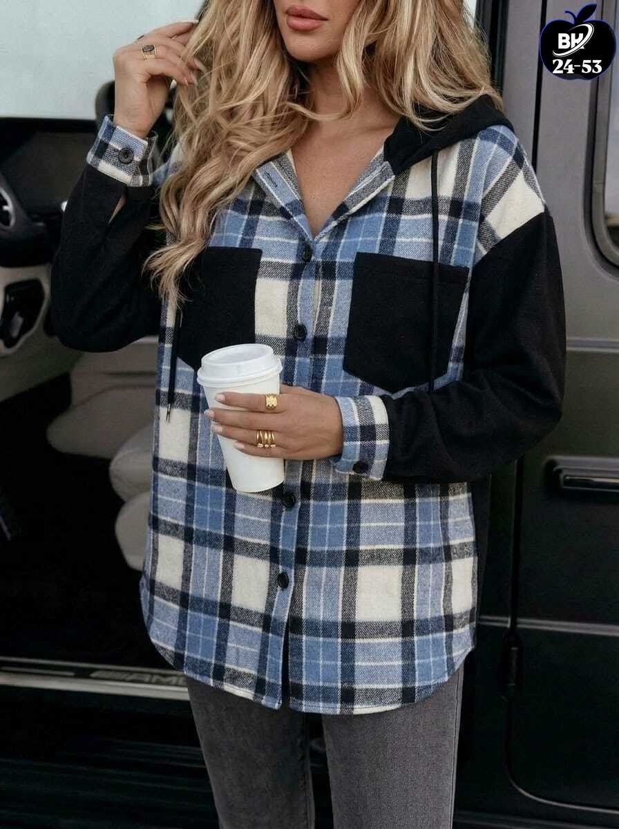 женская рубашка,рубашка в клетку женская,теплая рубашка,рубашка с капюшоном,рубашка в клетку с капюшоном