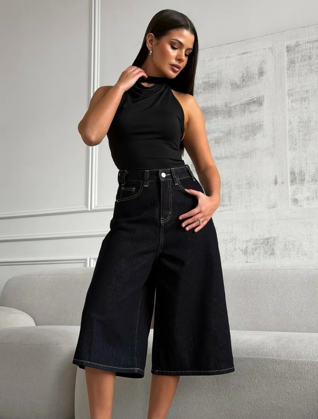 джинсовые брюки,шорты кюлоты,женские джинсы кюлоты,джинсы повседневные,джинсы кюлот