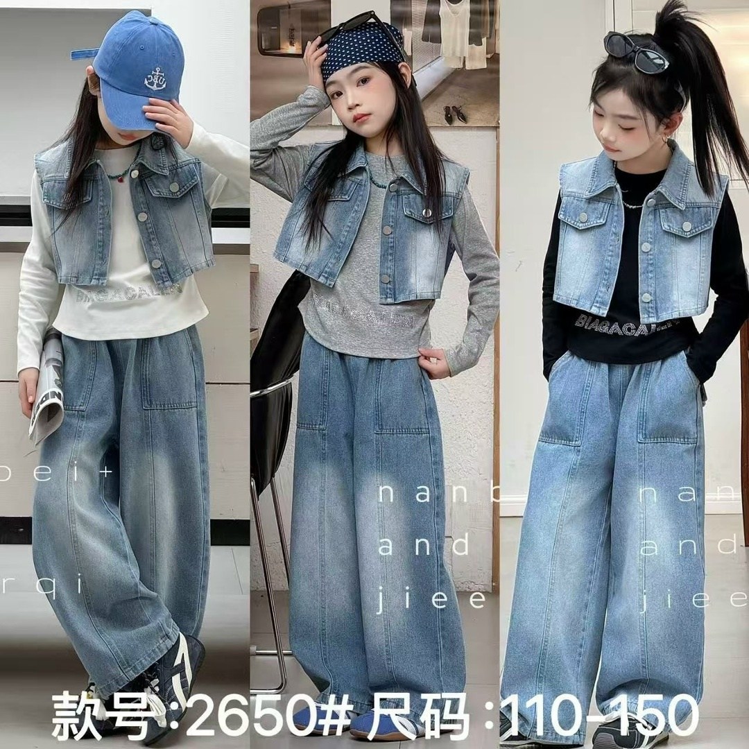 джинсовый костюм для девочки,джинсовые костюмы,корейские джинсовые комбинезоны,джинсовый брючный костюм,джинсовые широкие брюки