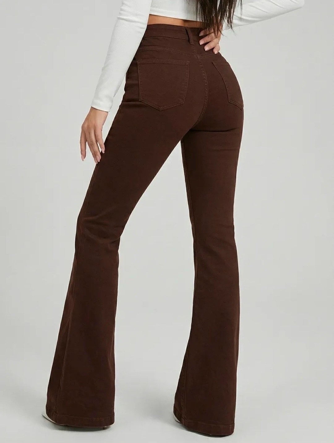 коричневые джинсы,коричневые джинсы женские,женские джинсы клеш,джинсы клеш с высокой талией,женские джинсы